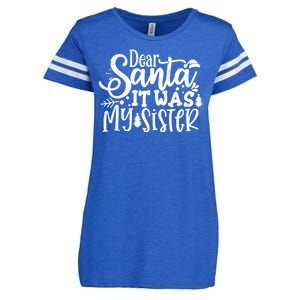 Dear Santa It Was My Sister Funny Christmas Enza Ladies Jersey Football T-Shirt