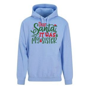 Dear Santa It Was My Sister Funny Christmas Unisex Surf Hoodie