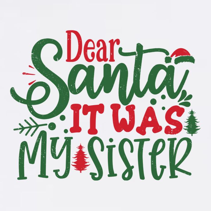 Dear Santa It Was My Sister Funny Christmas T-Shirt