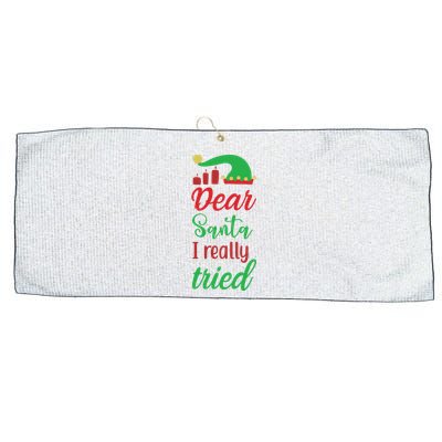 Dear Santa I Really Tried Large Microfiber Waffle Golf Towel