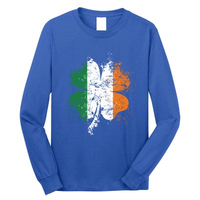 Distressed Shamrock Irish Flag St Patrick's Day Ireland Gift Long Sleeve Shirt