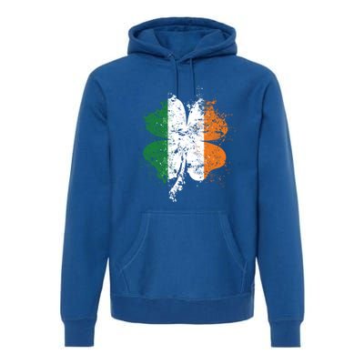 Distressed Shamrock Irish Flag St Patrick's Day Ireland Gift Premium Hoodie