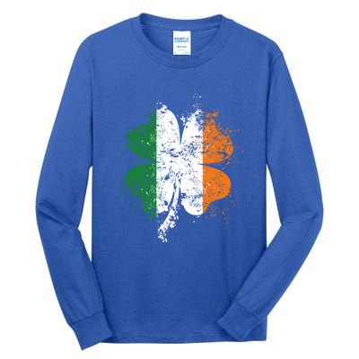 Distressed Shamrock Irish Flag St Patrick's Day Ireland Gift Tall Long Sleeve T-Shirt