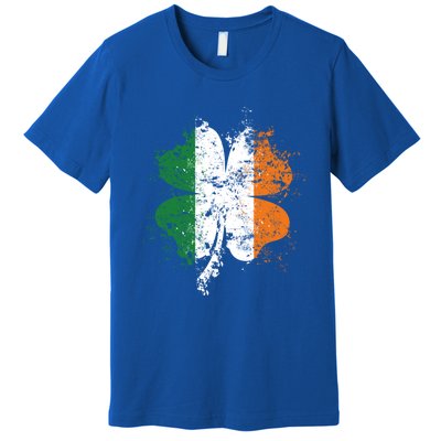 Distressed Shamrock Irish Flag St Patrick's Day Ireland Gift Premium T-Shirt