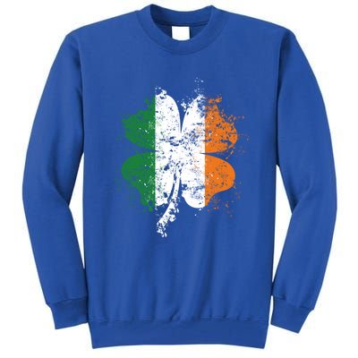 Distressed Shamrock Irish Flag St Patrick's Day Ireland Gift Tall Sweatshirt