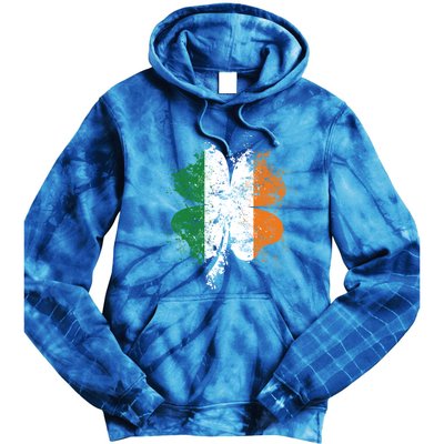 Distressed Shamrock Irish Flag St Patrick's Day Ireland Gift Tie Dye Hoodie