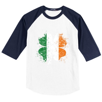 Distressed Shamrock Irish Flag St Patrick's Day Ireland Gift Baseball Sleeve Shirt