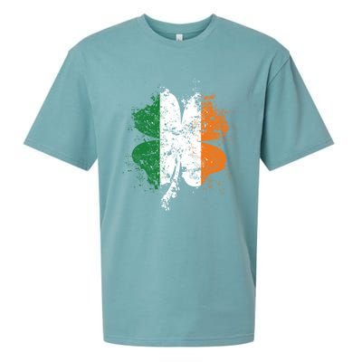 Distressed Shamrock Irish Flag St Patrick's Day Ireland Gift Sueded Cloud Jersey T-Shirt