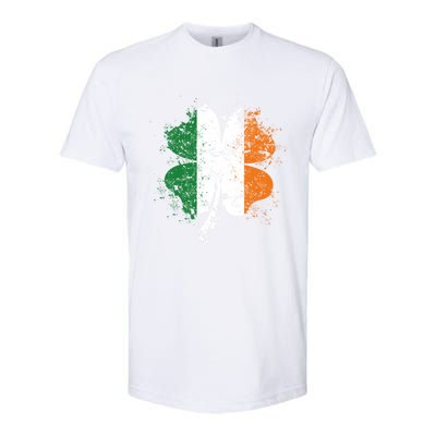 Distressed Shamrock Irish Flag St Patrick's Day Ireland Gift Softstyle CVC T-Shirt