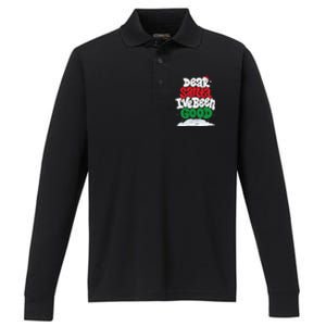 Dear Santa IVe Been Good Pajama Costume Family Matching Performance Long Sleeve Polo