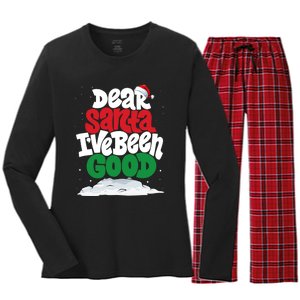 Dear Santa IVe Been Good Pajama Costume Family Matching Women's Long Sleeve Flannel Pajama Set 