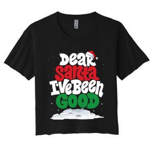 Dear Santa IVe Been Good Pajama Costume Family Matching Women's Crop Top Tee