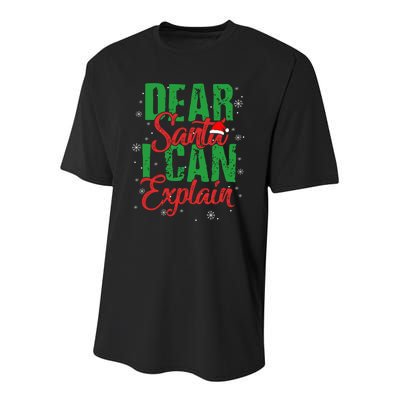 Dear Santa I can Explain Funny Christmas Gift Youth Performance Sprint T-Shirt