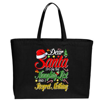 Dear Santa I'm On The Naughty List And I Regret Nothing Gift Cotton Canvas Jumbo Tote