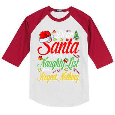 Dear Santa I'm On The Naughty List And I Regret Nothing Gift Kids Colorblock Raglan Jersey