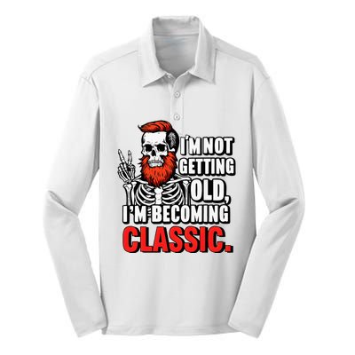 Dad Skull I’M Not Getting Old I’M Becoming A Classic Silk Touch Performance Long Sleeve Polo