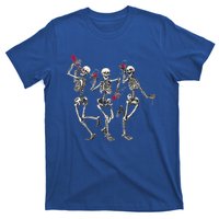 Dancing Skeletons Ing Wine Lover Funny Halloween Scary Funny Gift T-Shirt