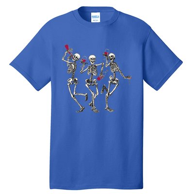 Dancing Skeletons Ing Wine Lover Funny Halloween Scary Funny Gift Tall T-Shirt