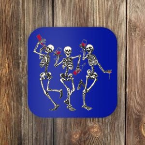 Dancing Skeletons Ing Wine Lover Funny Halloween Scary Funny Gift Coaster