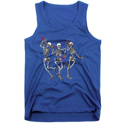 Dancing Skeletons Ing Wine Lover Funny Halloween Scary Funny Gift Tank Top