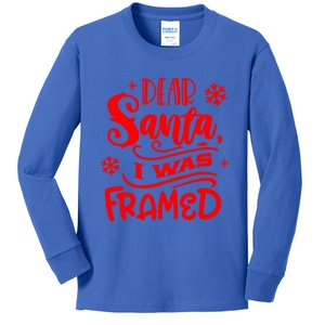 Dear Santa I Was Framed Gift Kids Long Sleeve Shirt