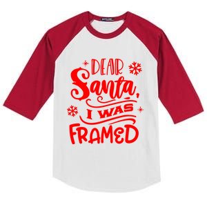 Dear Santa I Was Framed Gift Kids Colorblock Raglan Jersey