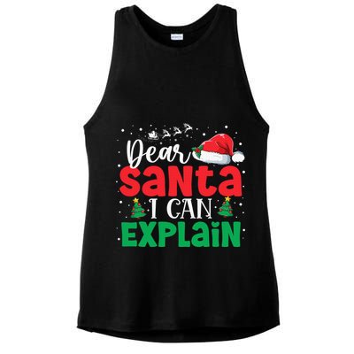 Dear Santa I Can Explain Funny Christmas List Xmas Pajamas Ladies PosiCharge Tri-Blend Wicking Tank