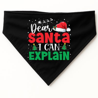 Dear Santa I Can Explain Funny Christmas List Xmas Pajamas USA-Made Doggie Bandana