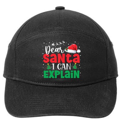 Dear Santa I Can Explain Funny Christmas List Xmas Pajamas 7-Panel Snapback Hat