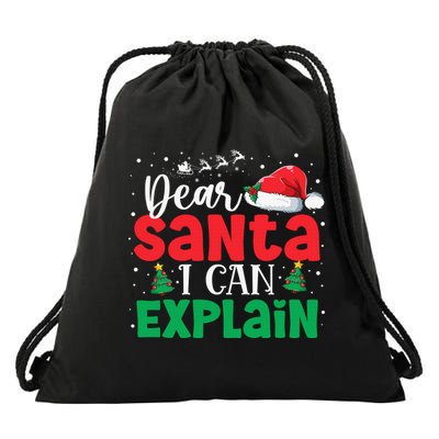 Dear Santa I Can Explain Funny Christmas List Xmas Pajamas Drawstring Bag