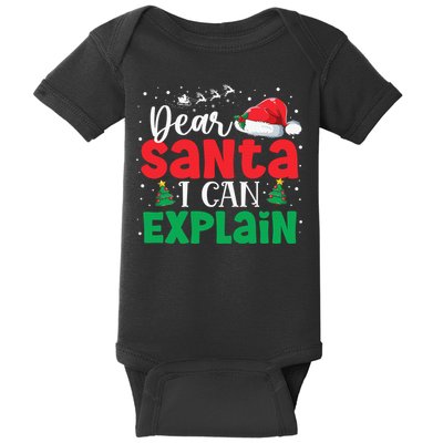 Dear Santa I Can Explain Funny Christmas List Xmas Pajamas Baby Bodysuit