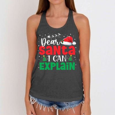 Dear Santa I Can Explain Funny Christmas List Xmas Pajamas Women's Knotted Racerback Tank