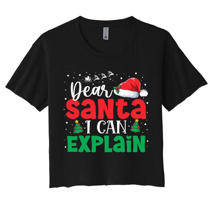 Dear Santa I Can Explain Funny Christmas List Xmas Pajamas Crop Top