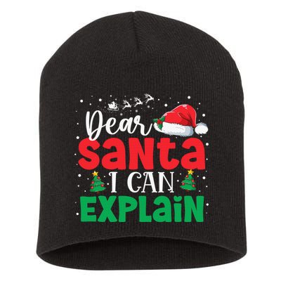 Dear Santa I Can Explain Funny Christmas List Xmas Pajamas Short Acrylic Beanie