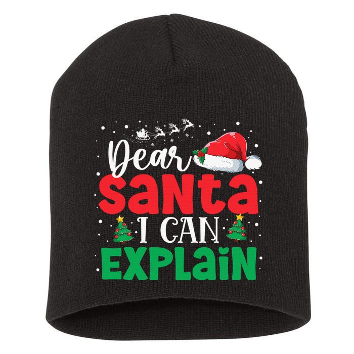 Dear Santa I Can Explain Funny Christmas List Xmas Pajamas Short Acrylic Beanie