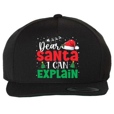 Dear Santa I Can Explain Funny Christmas List Xmas Pajamas Wool Snapback Cap