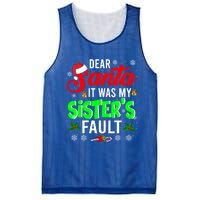 Dear Santa It Was My Sisters Fault Christmas Family Funny Gift Mesh Reversible Basketball Jersey Tank