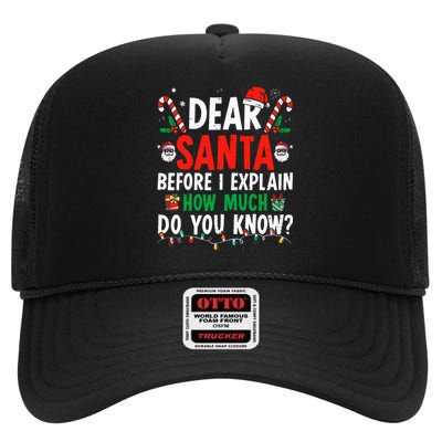 Dear Santa I Can Explain Funny Christmas Adults High Crown Mesh Back Trucker Hat