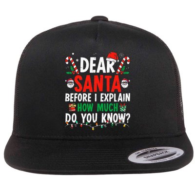 Dear Santa I Can Explain Funny Christmas Adults Flat Bill Trucker Hat