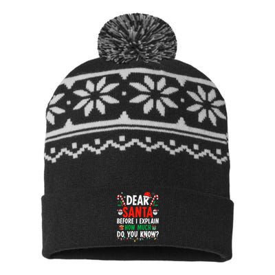 Dear Santa I Can Explain Funny Christmas Adults USA-Made Snowflake Beanie