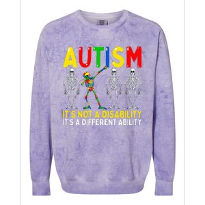 Dabbing Skeleton It's A Different Ability Autism Colorblast Crewneck Sweatshirt