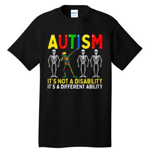 Dabbing Skeleton It's A Different Ability Autism Tall T-Shirt