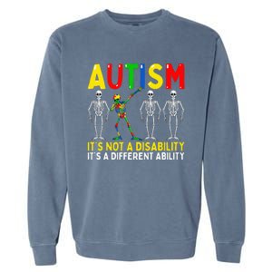 Dabbing Skeleton It's A Different Ability Autism Garment-Dyed Sweatshirt