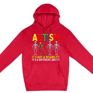 Dabbing Skeleton It's A Different Ability Autism Premium Pullover Hoodie