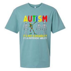 Dabbing Skeleton It's A Different Ability Autism Sueded Cloud Jersey T-Shirt