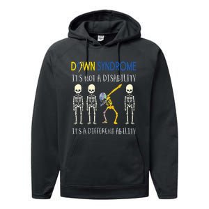 Down Syndrome Its A Different Ability Funny Down Syndrome Performance Fleece Hoodie