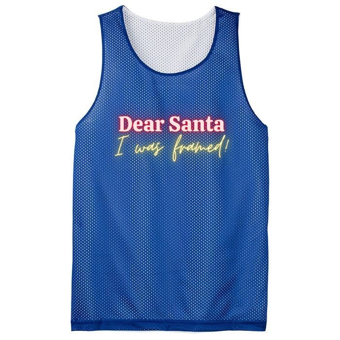 Dear Santa I Was Framed! Meaningful Gift Mesh Reversible Basketball Jersey Tank