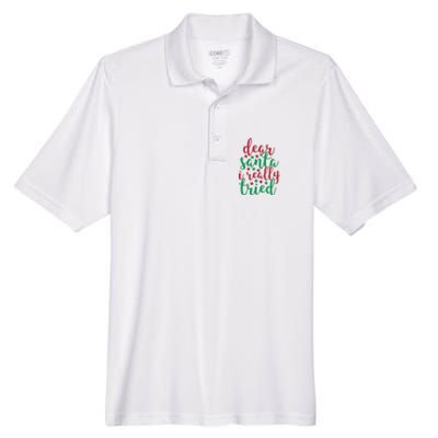 Dear Santa I Really Tried Men's Origin Performance Pique Polo