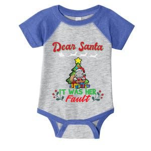 Dear Santa It Was Her Fault Siblings Matching Xmas Funny Gift Infant Baby Jersey Bodysuit