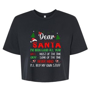 Dear Santa I Will Buy My Own Stuff Funny Bella+Canvas Jersey Crop Tee